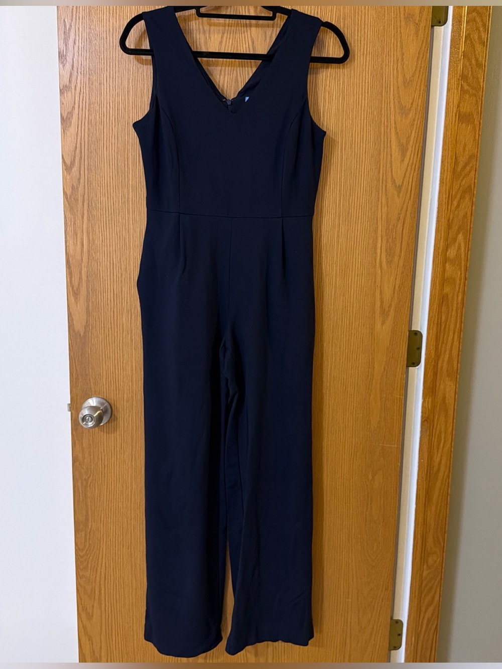 J. Mclaughlin Navy Blue Sleeveless Jumpsuit Size S Missing Belt Wide Leg V-Neck
